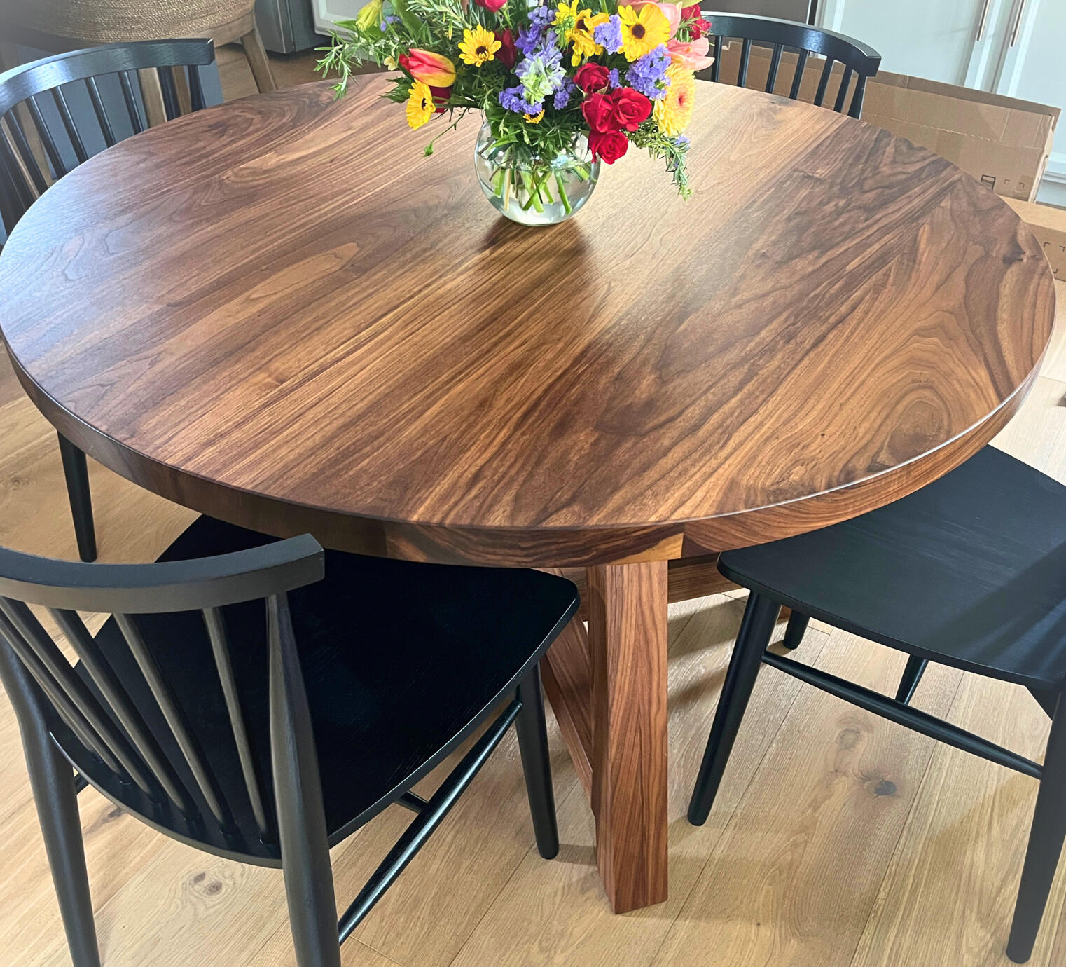Round Walnut Breakfast Table